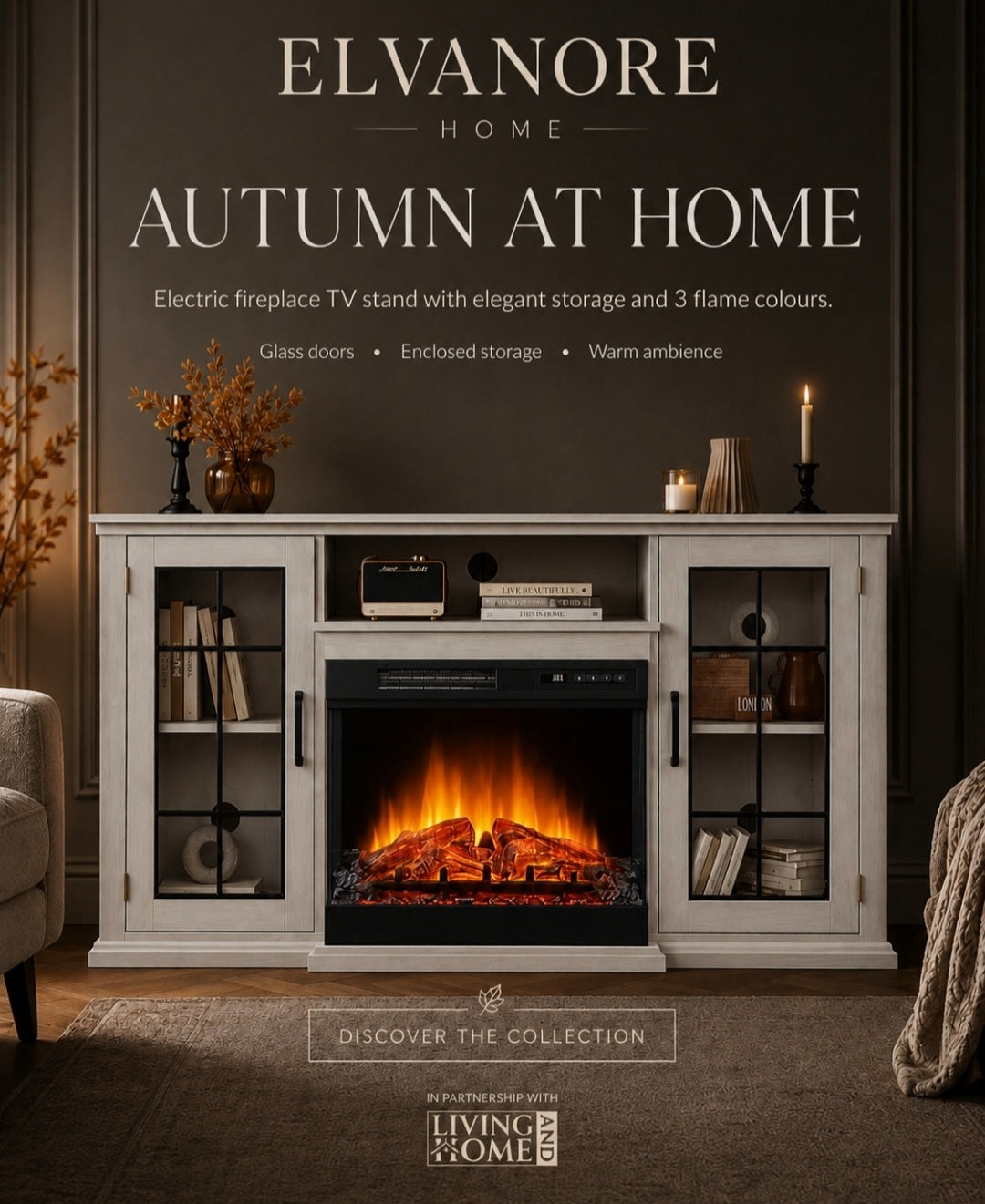 Elegant Fireplace TV Stand with Storage