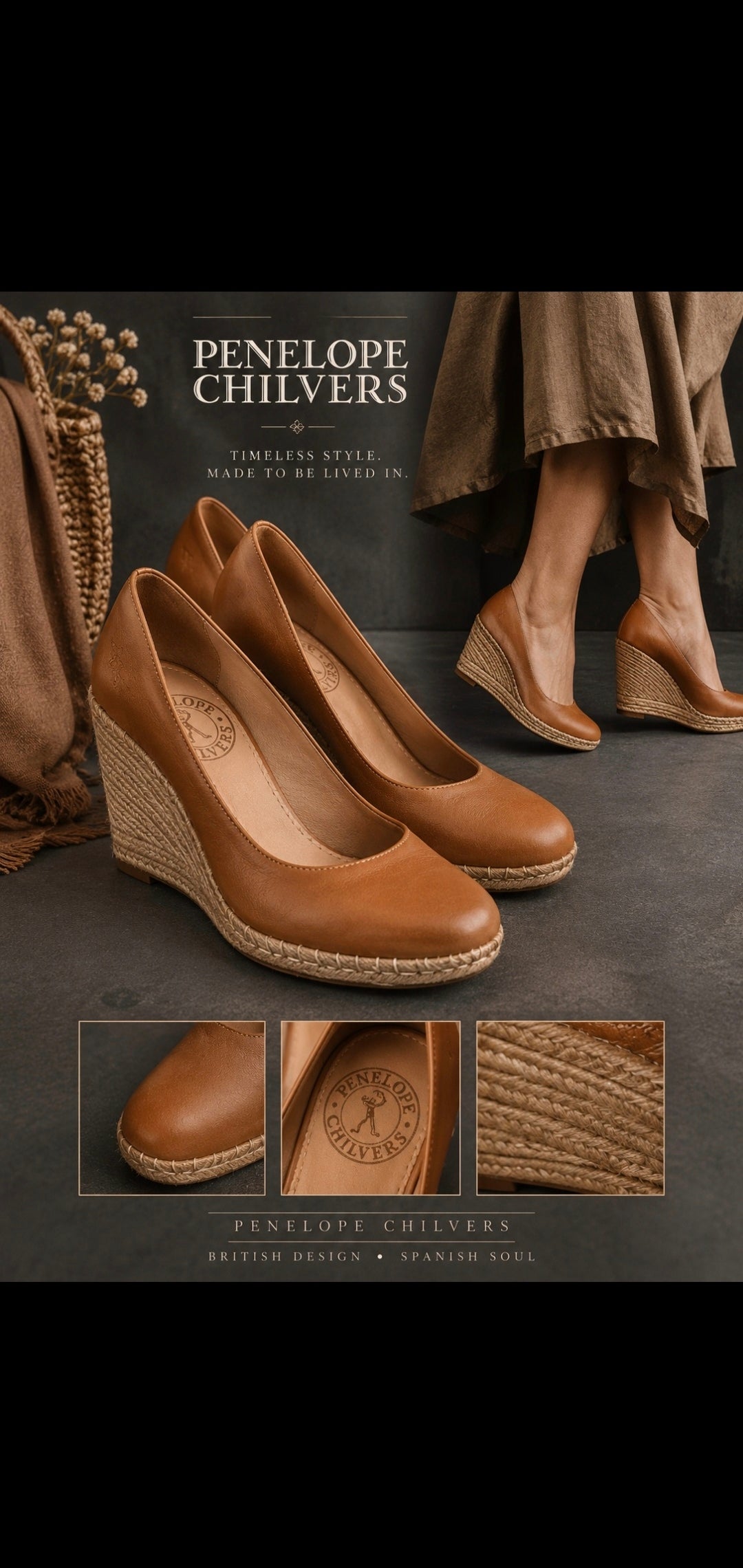 Penelope Chilvers Scoop Leather Espadrille – Tan