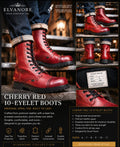 Stuart Trevor Cherry Red 10-Eyelet Leather Boots