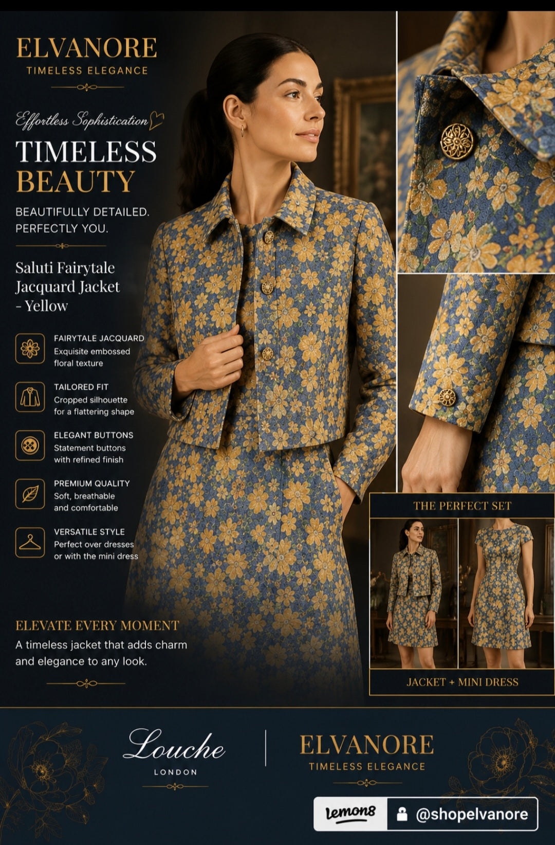 Louche Salut Tulip Jacquard Short Jacket – Blue