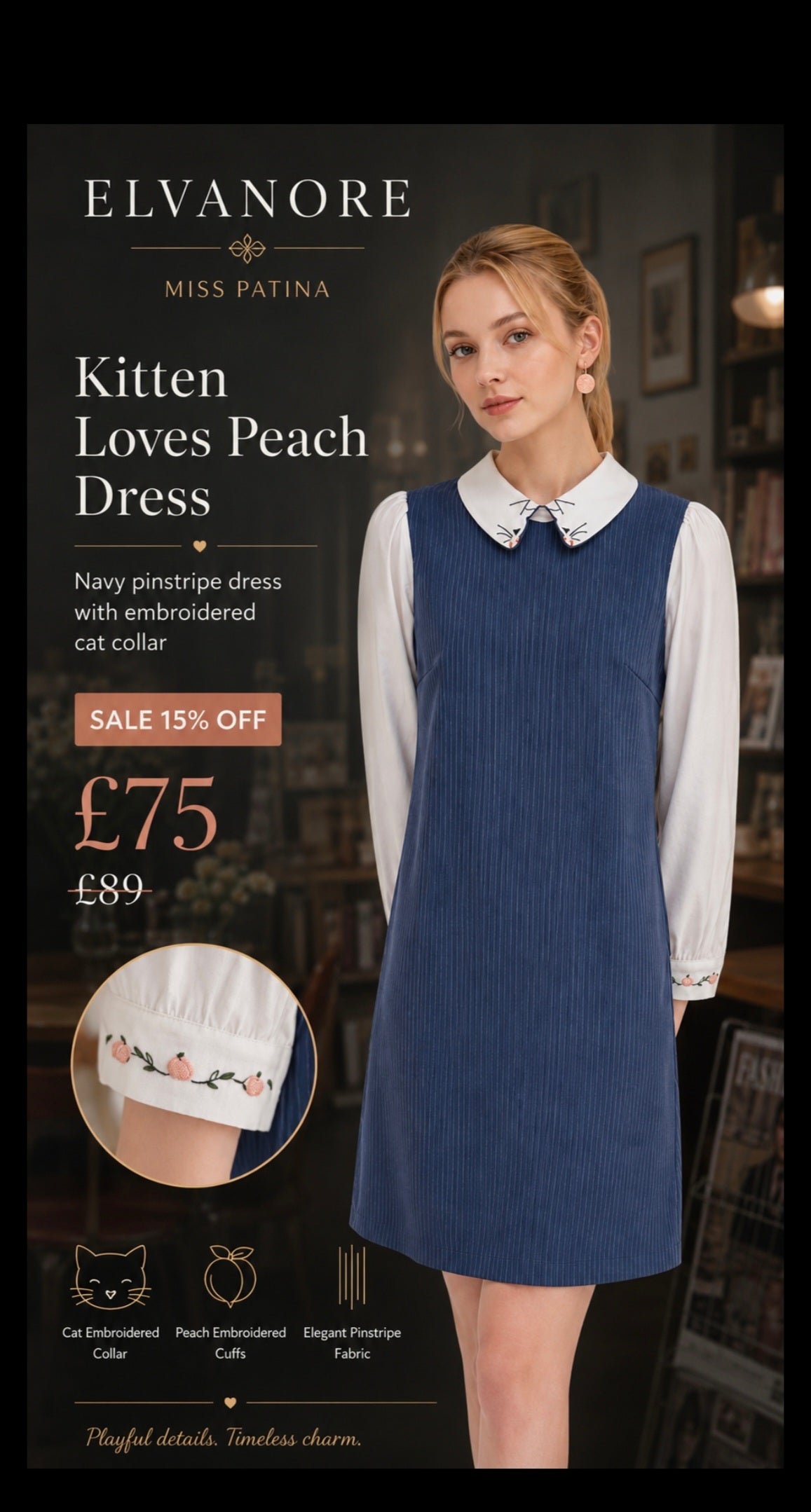 Miss Patina Kitten Loves Peach Dress