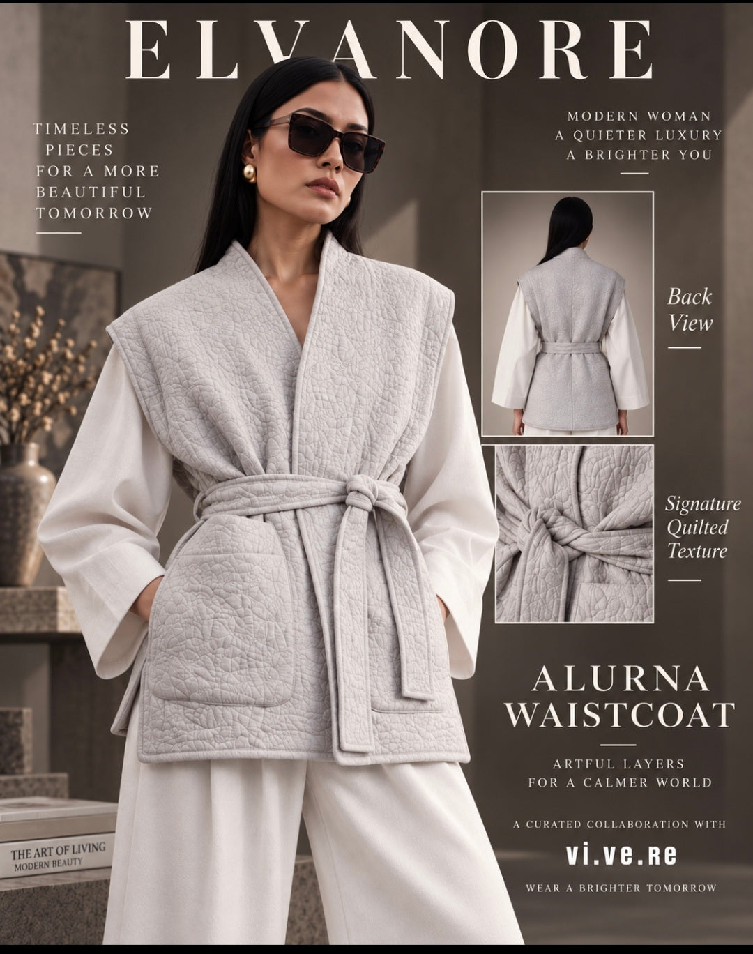VI.VE.RE Alruna Waistcoat – White Ivory