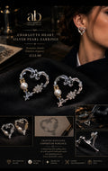 Angel Barocco Charlotte Heart Silver Pearl Earrings