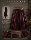 Gini London Burgundy Pleated Faux Leather Midi Skirt