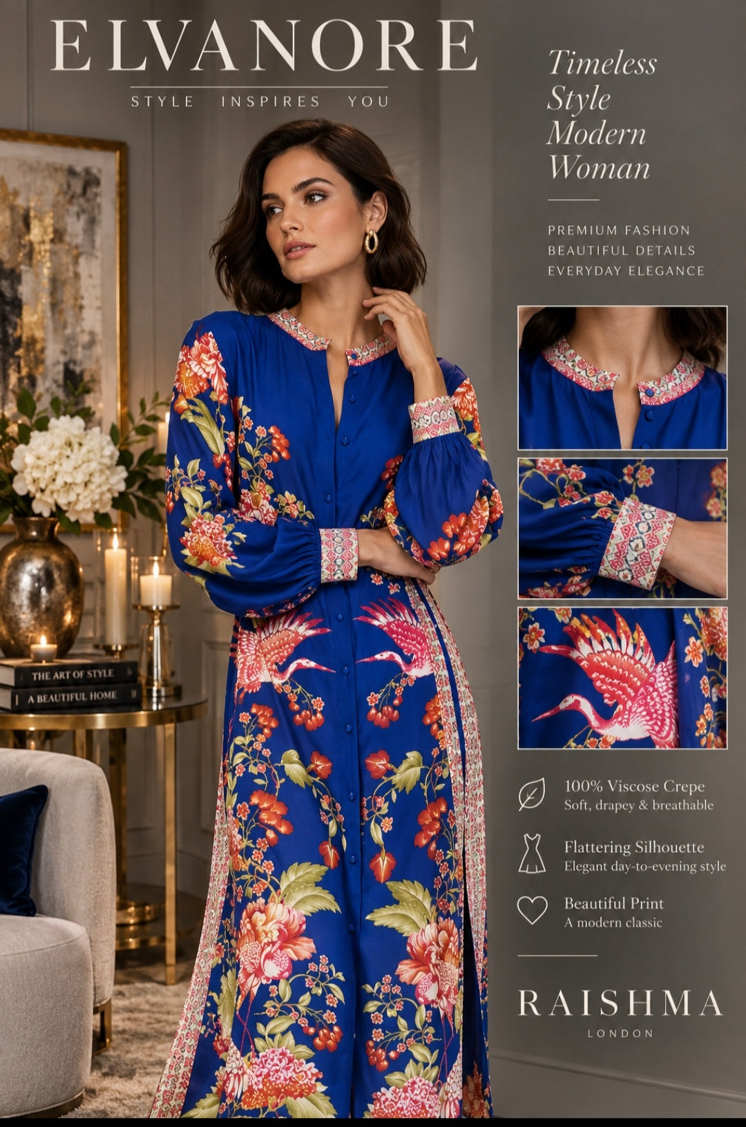 Raishma Blue Floral Maxi Dress
